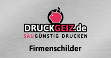 Firmenschild in Schneemann-Form konturgefräst, einseitig 4/0-farbig bedruckt