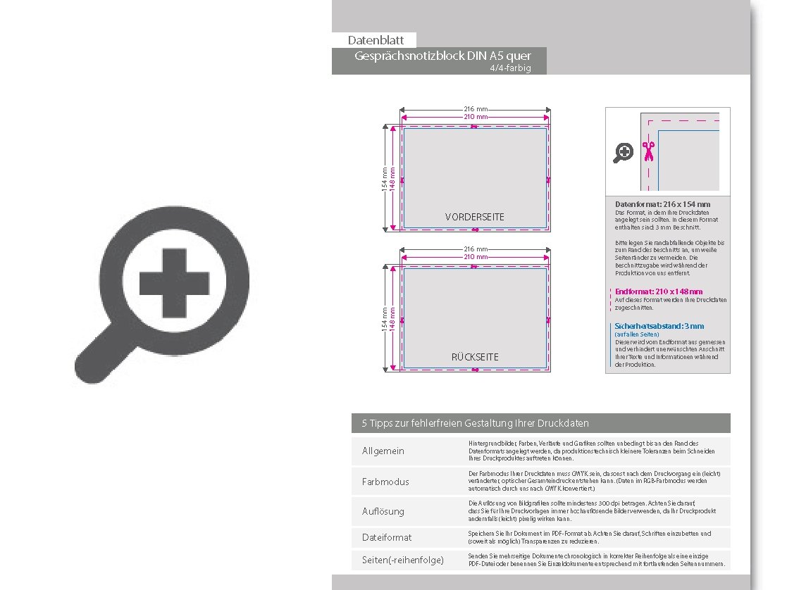 Product Bild gespr__chsnotizblock__din_a5_quer__100_blatt__4_0_farbig_einseitig_bedruckt