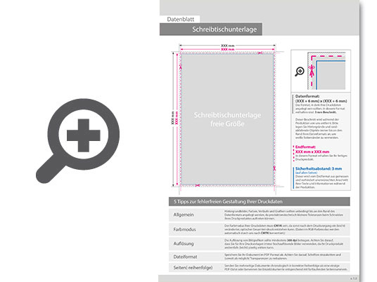 Product Bild schreibtischunterlage__50_blatt__4_0_farbig_bedruckt__eigene_gr____e_(freies_format)